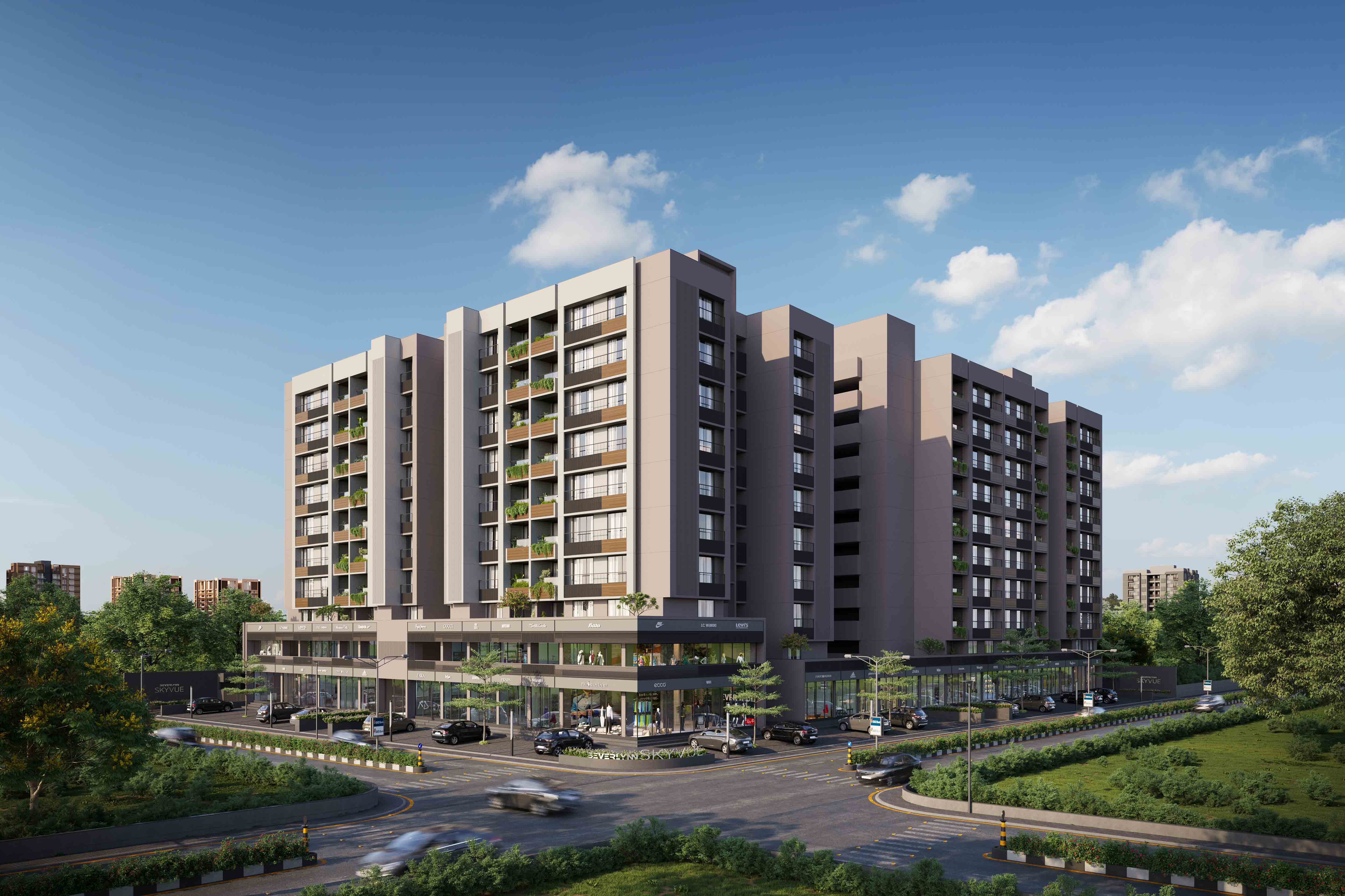 Night Bird View of 3 bhk Apartments