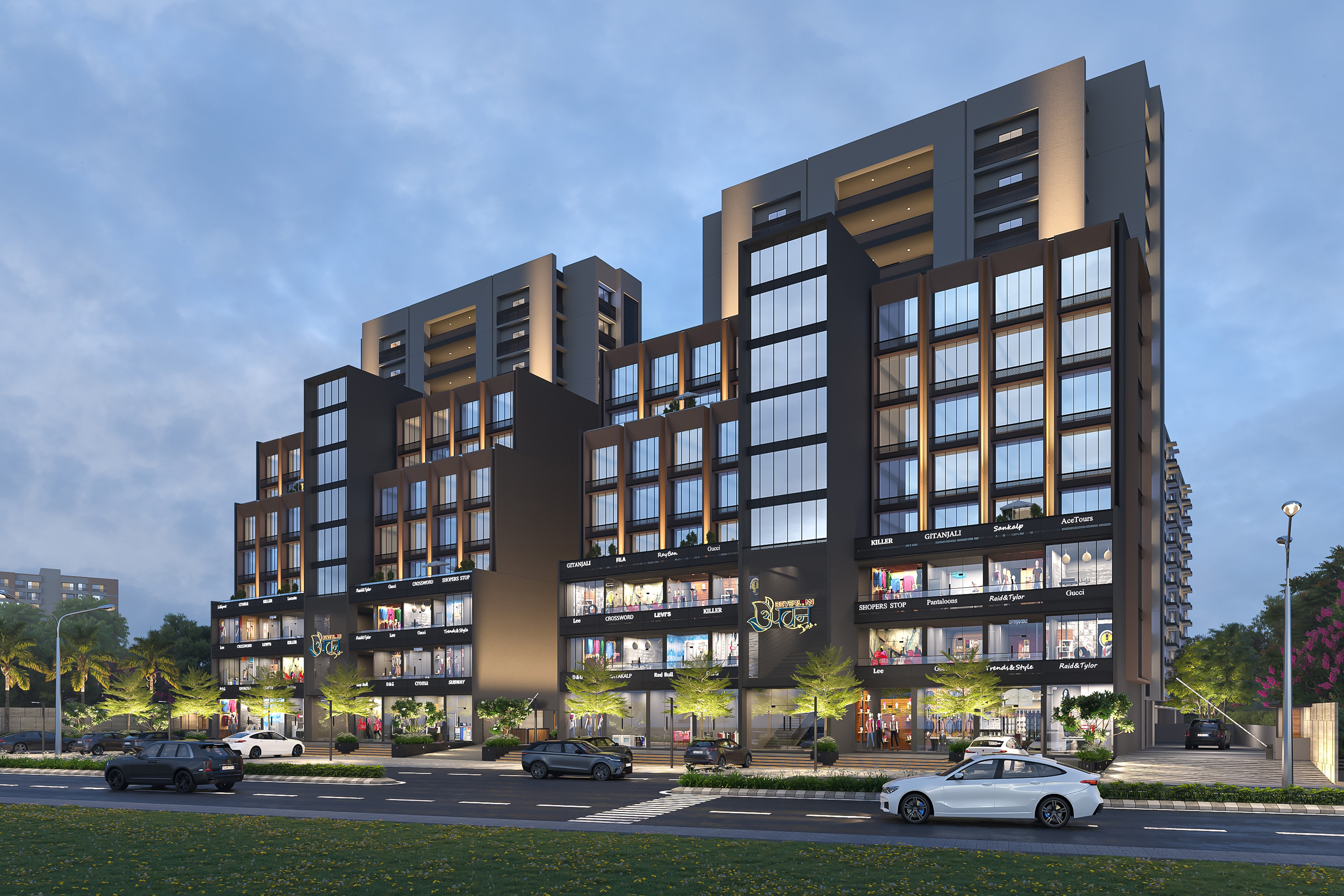 Night Bird View of 3 bhk Apartments